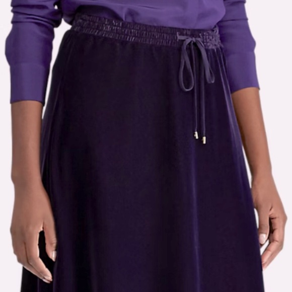 Ralph Lauren Kristayn Velvet Below Knee A-Line Skirt Medium Royal Purple NEW - Picture 6 of 12